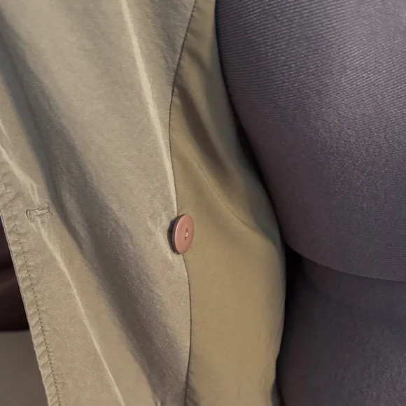 LOFT Olive Double-Breasted Trench Coat XS - Picture 3 of 7